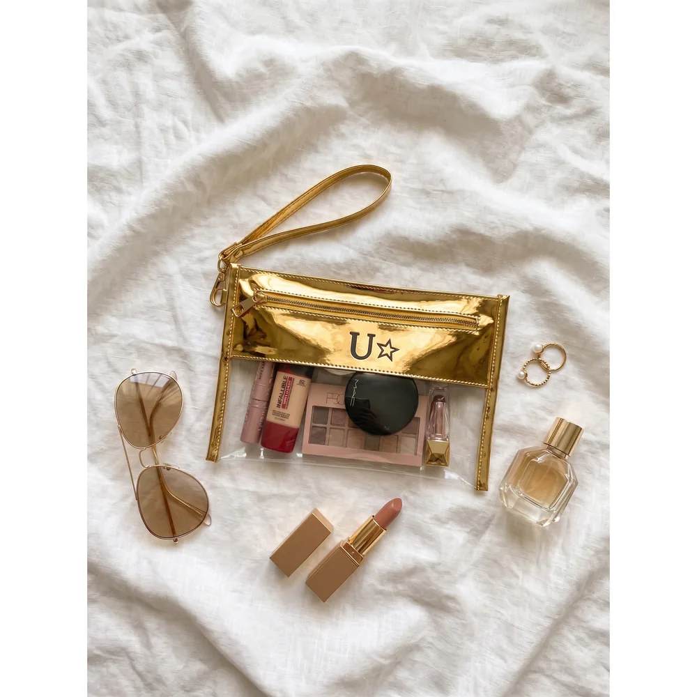 Cosmetiquera Mica — bolsa personalizada con letras metálicas